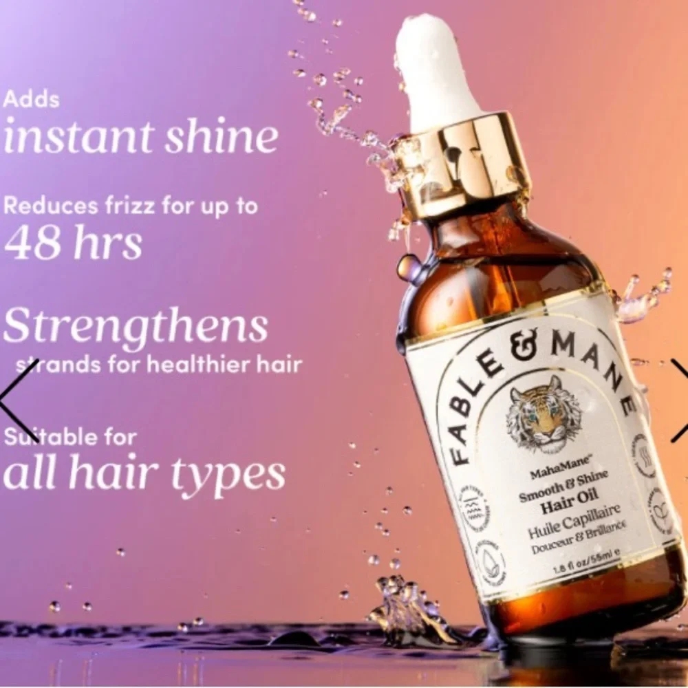 NWT FABLE & MANE MahaMane Smooth & Shine Hair Oil smooth tame protect shine - Picture 2 of 8